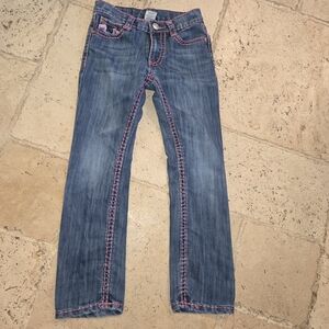 True Religion Blue Jeans with Pink Stitching